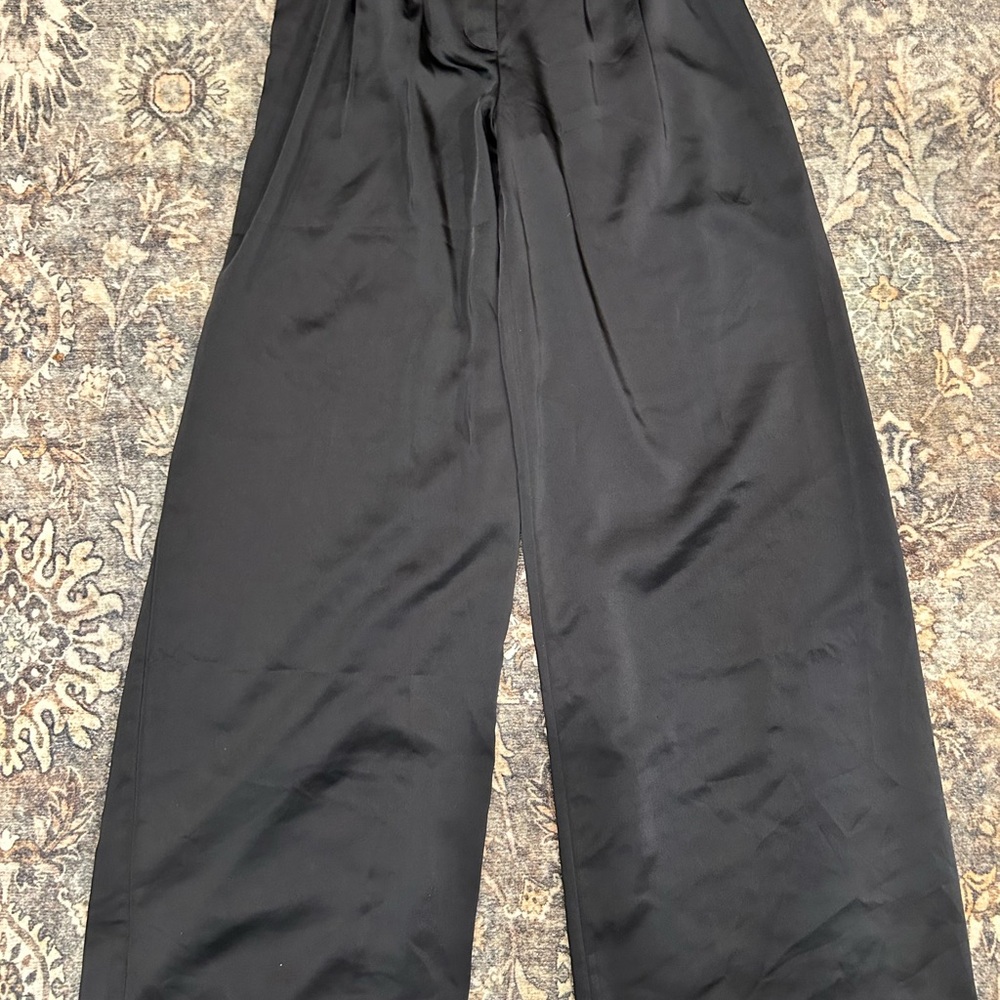 Express Black Satin Wide-Leg Trousers